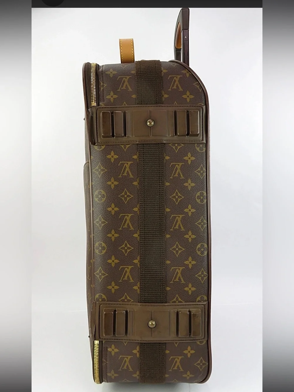 Louis Vuitton Brown Monogram Carry-On Suitcase with Leather Trim